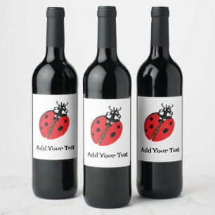 Lady Bug Illustration Personalised Wine Label