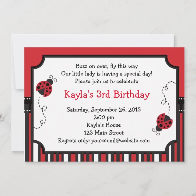 Lady Bug Invitation (Front)