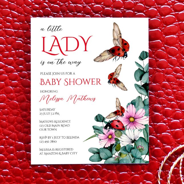 Lady bug little lady baby shower budget invitation (Creator Uploaded)