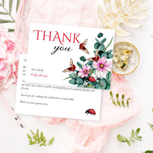 Lady bug little lady baby shower thank you card
