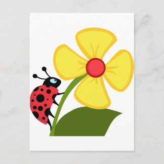 Lady Bug on Yellow Flower Postcard