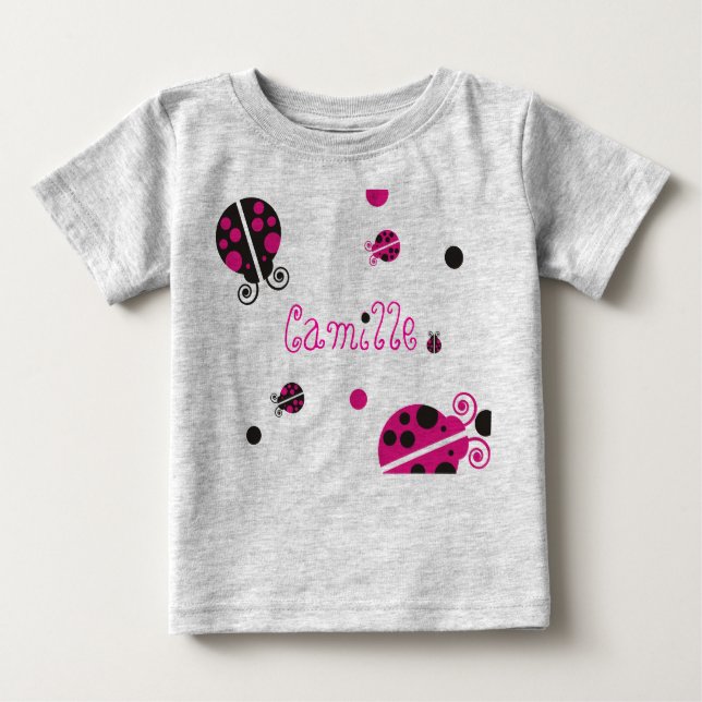 Lady Bug Personalised Infant Wear Baby T-Shirt (Front)