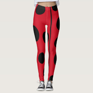 Lady Bug Red and Black Design Leggings