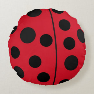 Lady Bug Red and Black Design Round Cushion