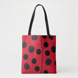 Lady Bug Red and Black Design Tote Bag