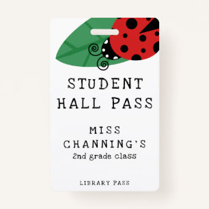 Lady Bug Student Hall Pass ID Badge
