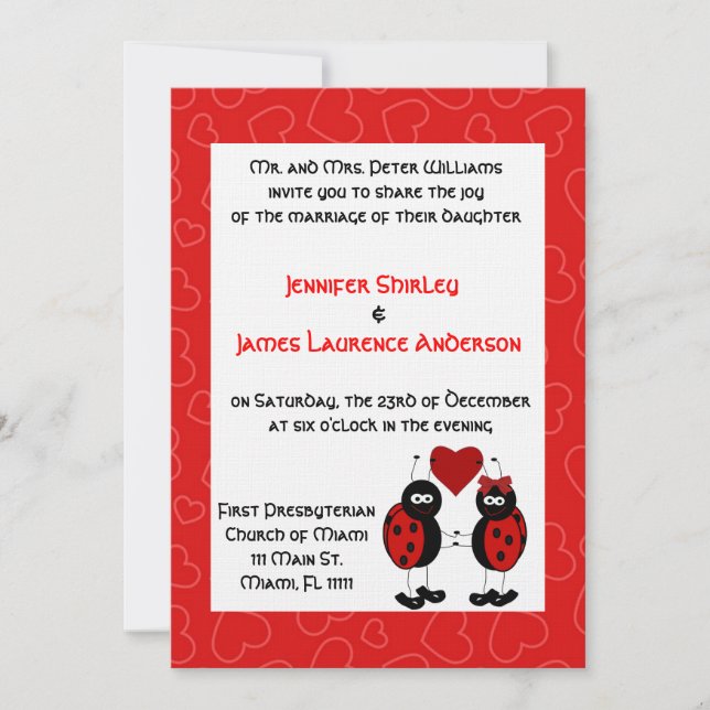Lady Bug Wedding Invitation (Front)
