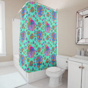 Lady Bugs Amongst the Flowers on a Winter Morning Shower Curtain