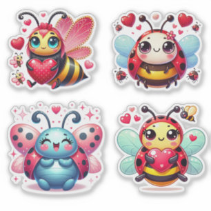 Lady Bugs And Bee Valentine