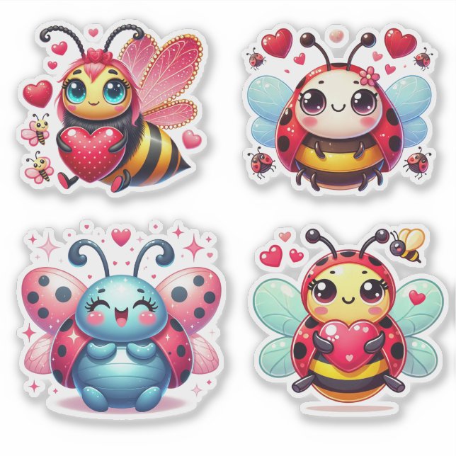 Lady Bugs And Bee Valentine  (Front)