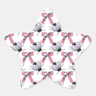 Lady Bugs and Bows Star Sticker
