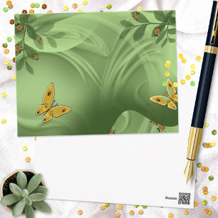 Lady Bugs and Butterflies In The Green Postcard