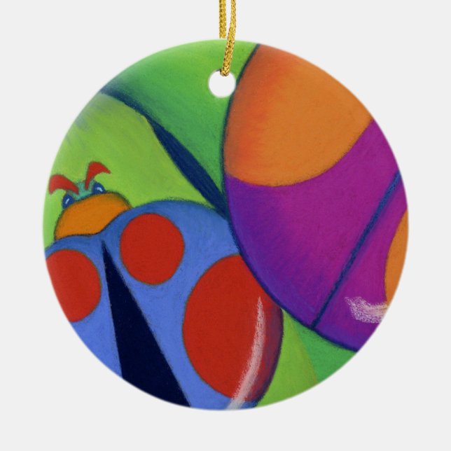 Lady Bugs Ceramic Tree Decoration (Front)