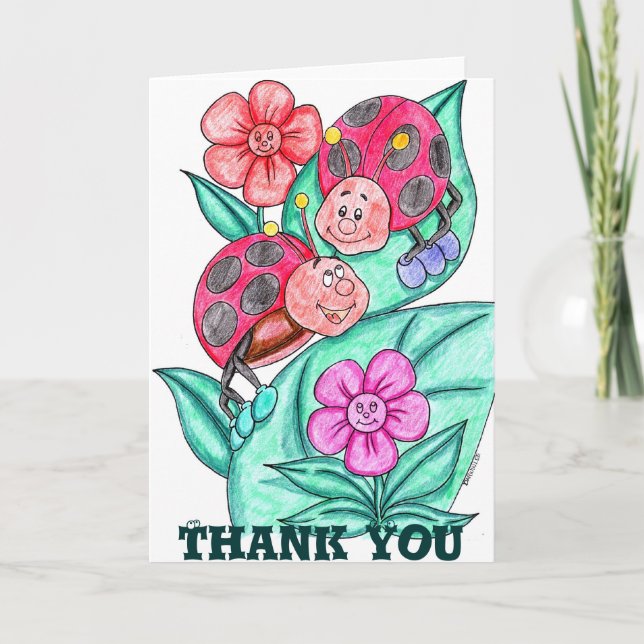 Lady Bugs Thank You Card (Front)