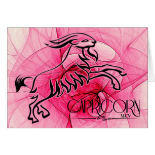 Lady Capricorn Pink Zodiac Blank Note Card