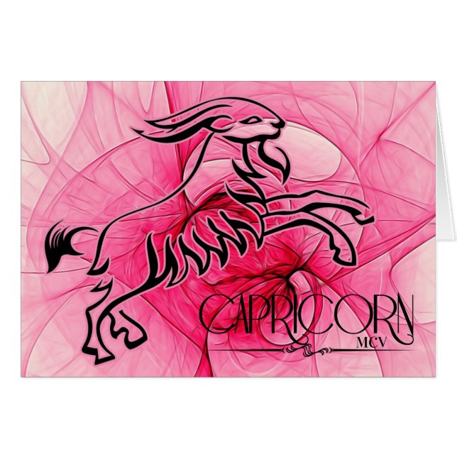 Lady Capricorn Pink Zodiac Blank Note Card (Front Horizontal)