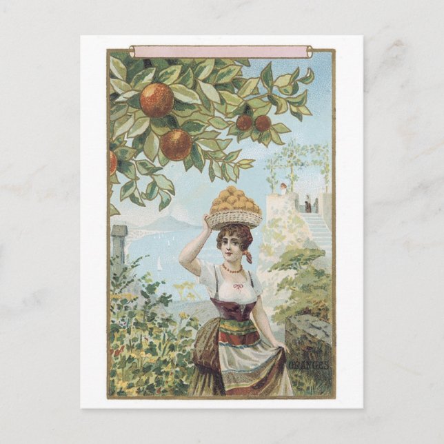 Lady Carrying Fruit Postcard (Front)