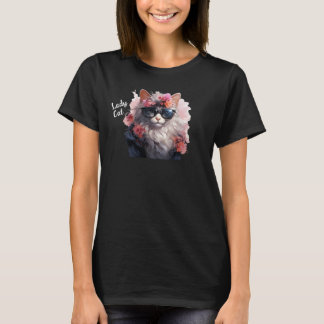 Lady Cat Flower T-Shirt