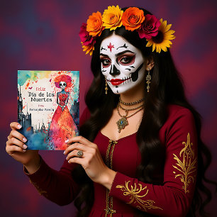  Lady Catrina's  Watercolor Blooming Tribute Postcard