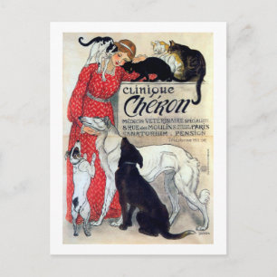 Lady, Cats, & Dogs, Alexandre Steinlen Postcard