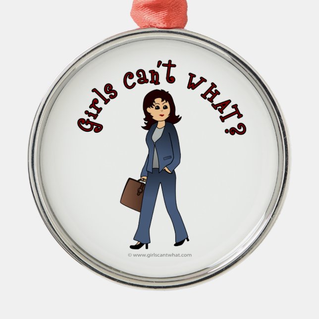 Lady CEO in Business Suit Metal Ornament (Front)