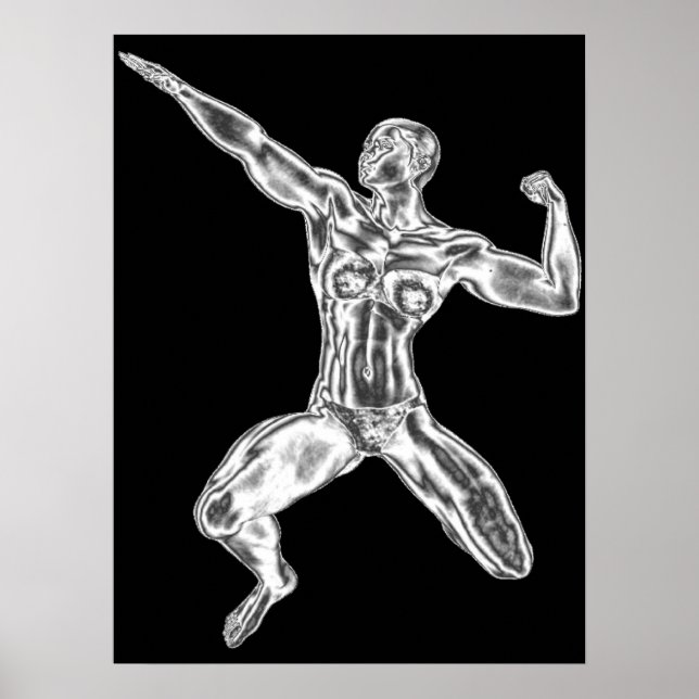 Lady Chrome Bodybuilder Pose Poster (Front)