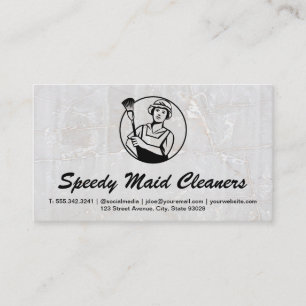 Lady Cleaner   Marble Background Business Card