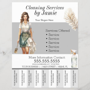 Lady Cleaning Service Business Tear Off  Flyer