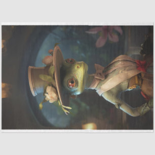 Lady Cricket Dressed in Green Decoupage Tissue Paper