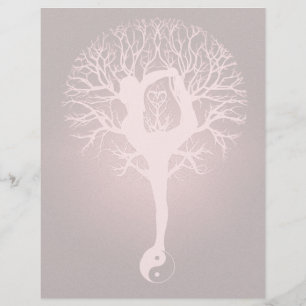 Lady doing yoga with red background. flyer