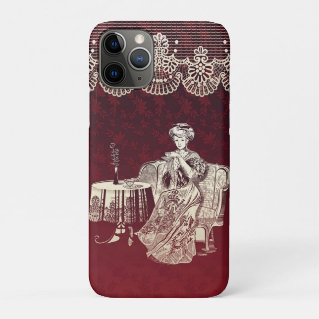 lady drinks tea Case-Mate iPhone case (Back)