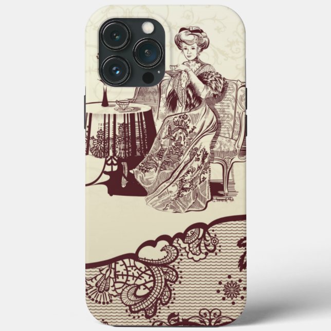 Lady drinks tea  Case-Mate iPhone case (Back)