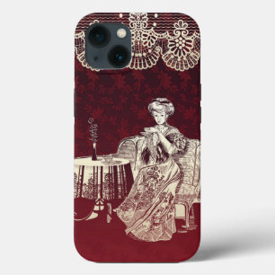 lady drinks tea iPhone 13 case