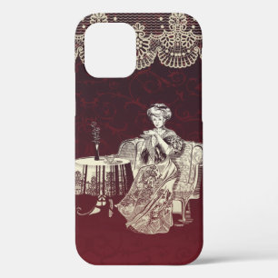 lady drinks tea iPhone case