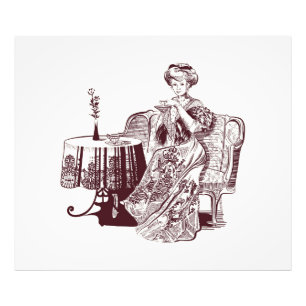 lady drinks tea photo print