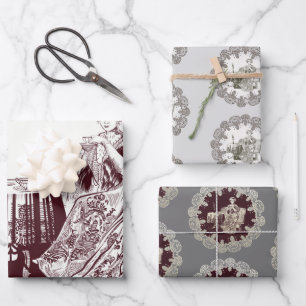 Lady drinks tea wrapping paper sheet