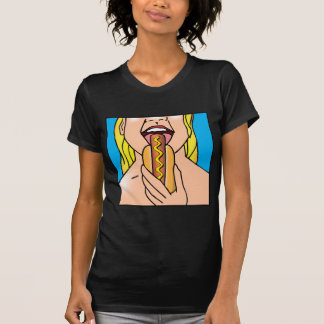Lady Eating Hot Dog T-Shirt