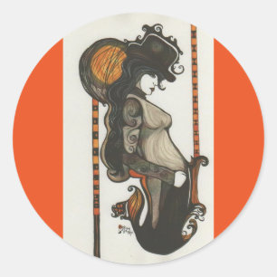 Lady Enigma Goddess Steampunk Style Round Stickers