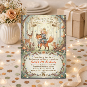 Lady Fairy Whimsical Forest 7th Birthday Party Invitation