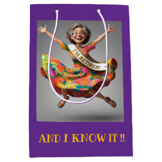 " LADY FINALLY RETIRED " MEDIUM GIFT BAG