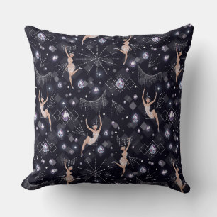 Lady Flappers Glam Black And Grey Design Cushion