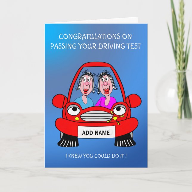 Lady friends passed driving test card (Front)