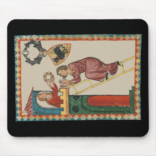 Lady Giving Gift to Suitor, 14th Century Mouse Pad (Front)