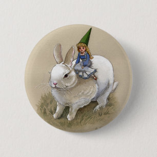 Lady Gnome and Rabbit 6 Cm Round Badge