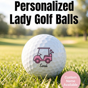 Lady Golf Cart Breast Cancer Awareness Personalise Balls