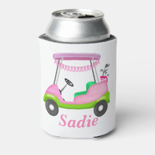 Lady Golf Cart Breast Cancer Personalised  Can Cooler