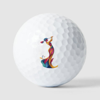 Lady Golf, silhouette, colorful, perfect Golf Balls