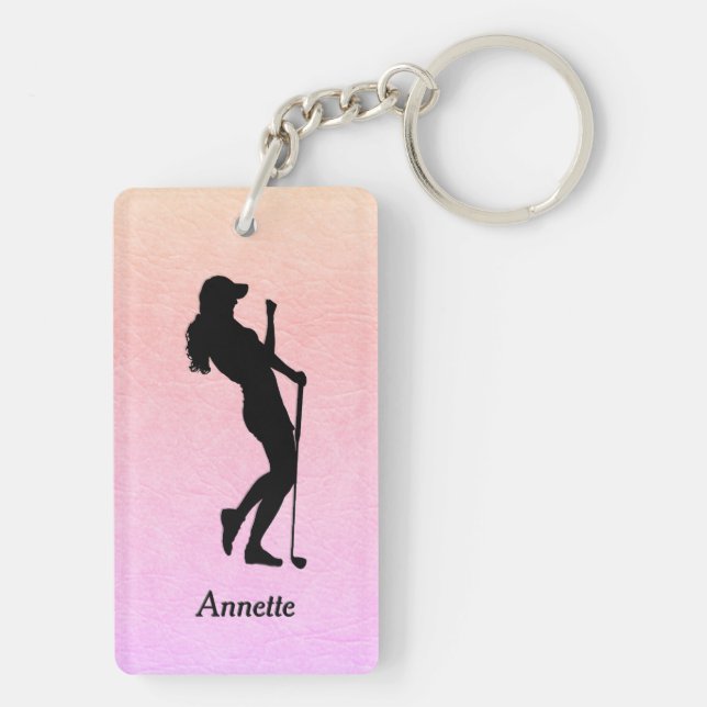 Lady Golf Sports Personalised  Key Ring (Back)