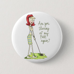 Lady Golfer 6 Cm Round Badge