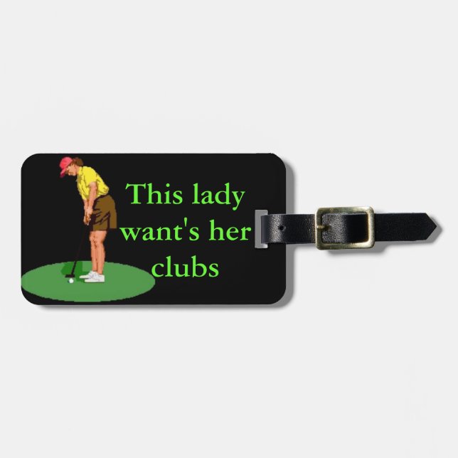 Lady golfer bag tag (Front Horizontal)